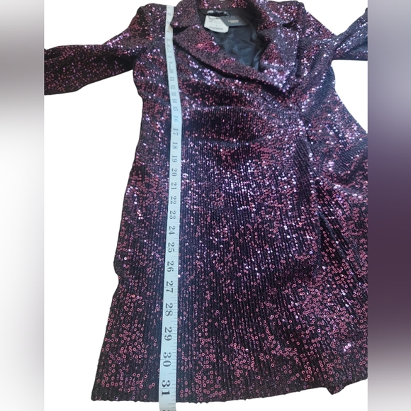 ZARA NWT WOMAN SEQUIN COLLAR BLAZER MINI DRESS Purple Size Medium Purple - Picture 12 of 16